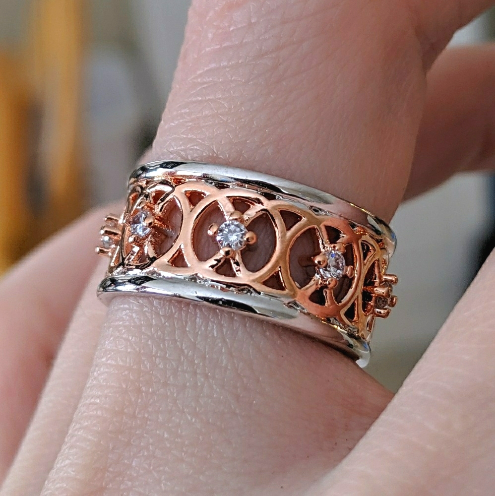 🆕S925/14K Rose Gold White Sapphire Infinity Ring
